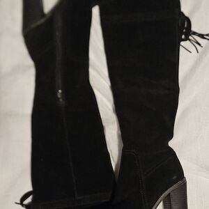 Franco Sarto Black Suede Over the Knee Boots